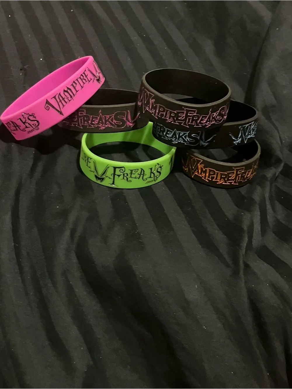 Silicone Wristbands - Pink, Green, Black